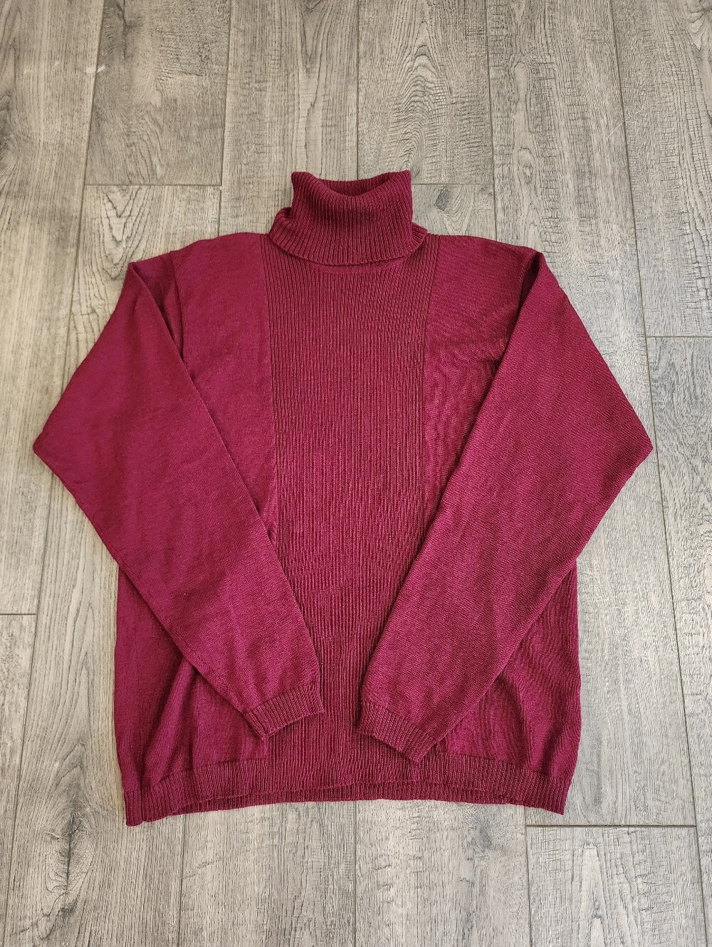 VTG Pendleton Women Classic Turtleneck Sweater Burgundy Ribbed 100% Virgin Wool